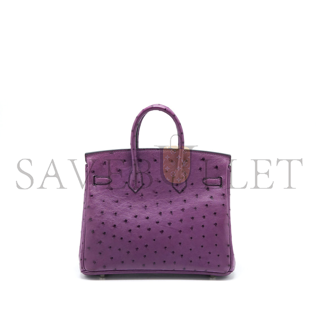 HERMÈS MASTER BIRKIN 25 OSTRICH LEATHER ANEMONE PURPLE GOLD BUCKLE H041944CK62 (25*20*13cm)